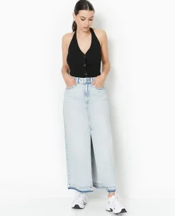 Jupe Longue En Jean - Bleu Clair
