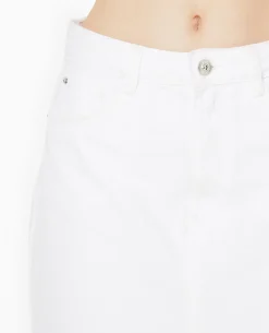 Jupe Longue En Jean Avec Fentes - Blanc