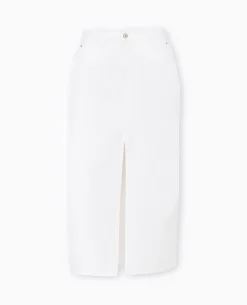 Jupe Longue En Jean Avec Fentes - Blanc