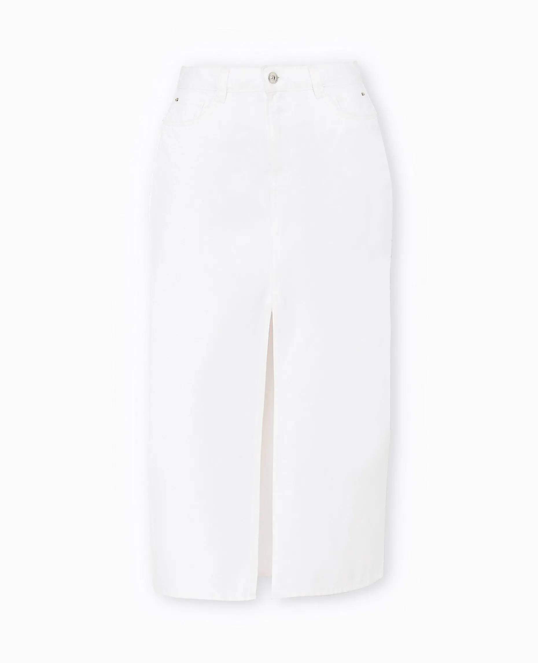 Jupe Longue En Jean Avec Fentes - Blanc