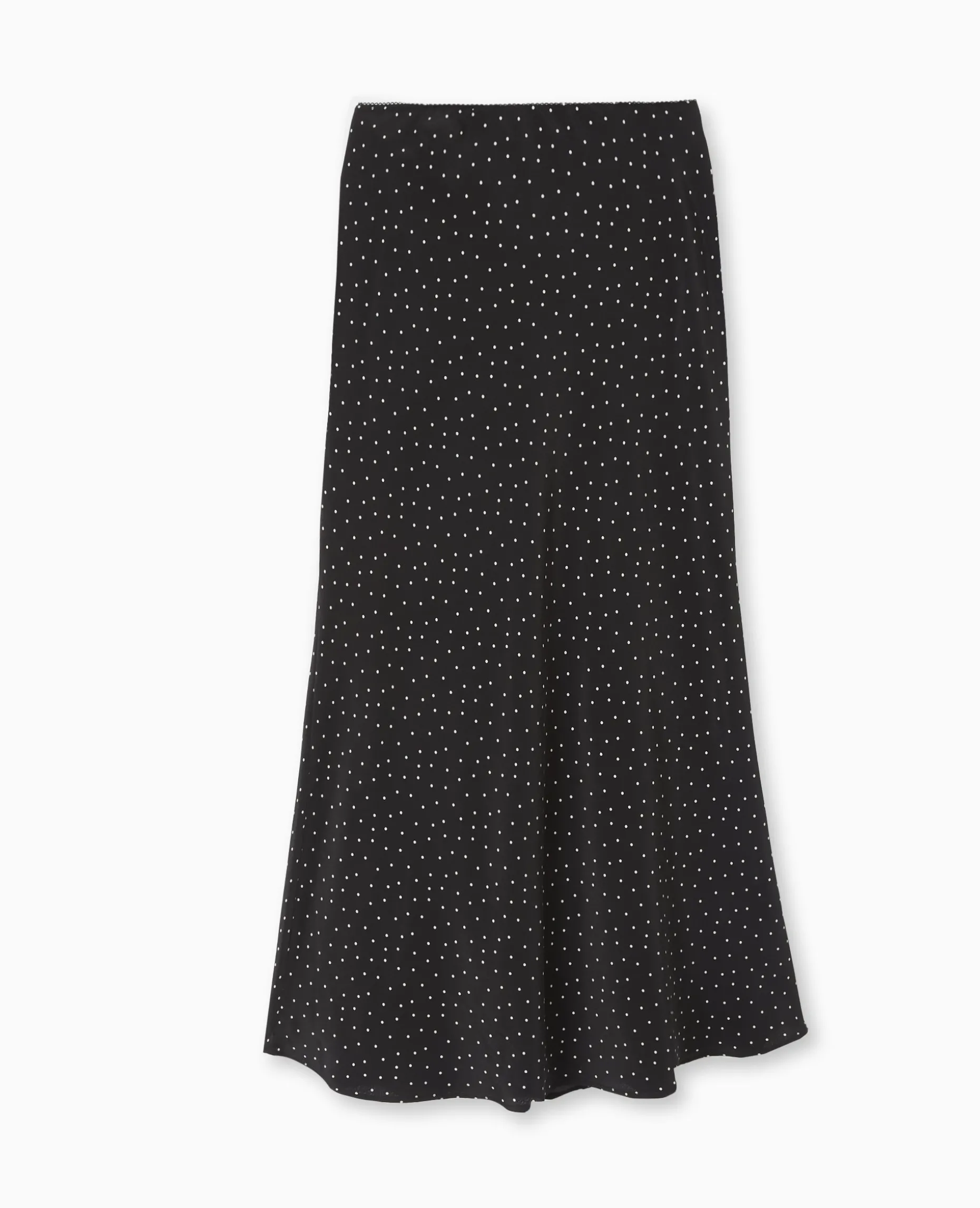 Jupe Longue En Tissu Fluide Motif Pois - Noir