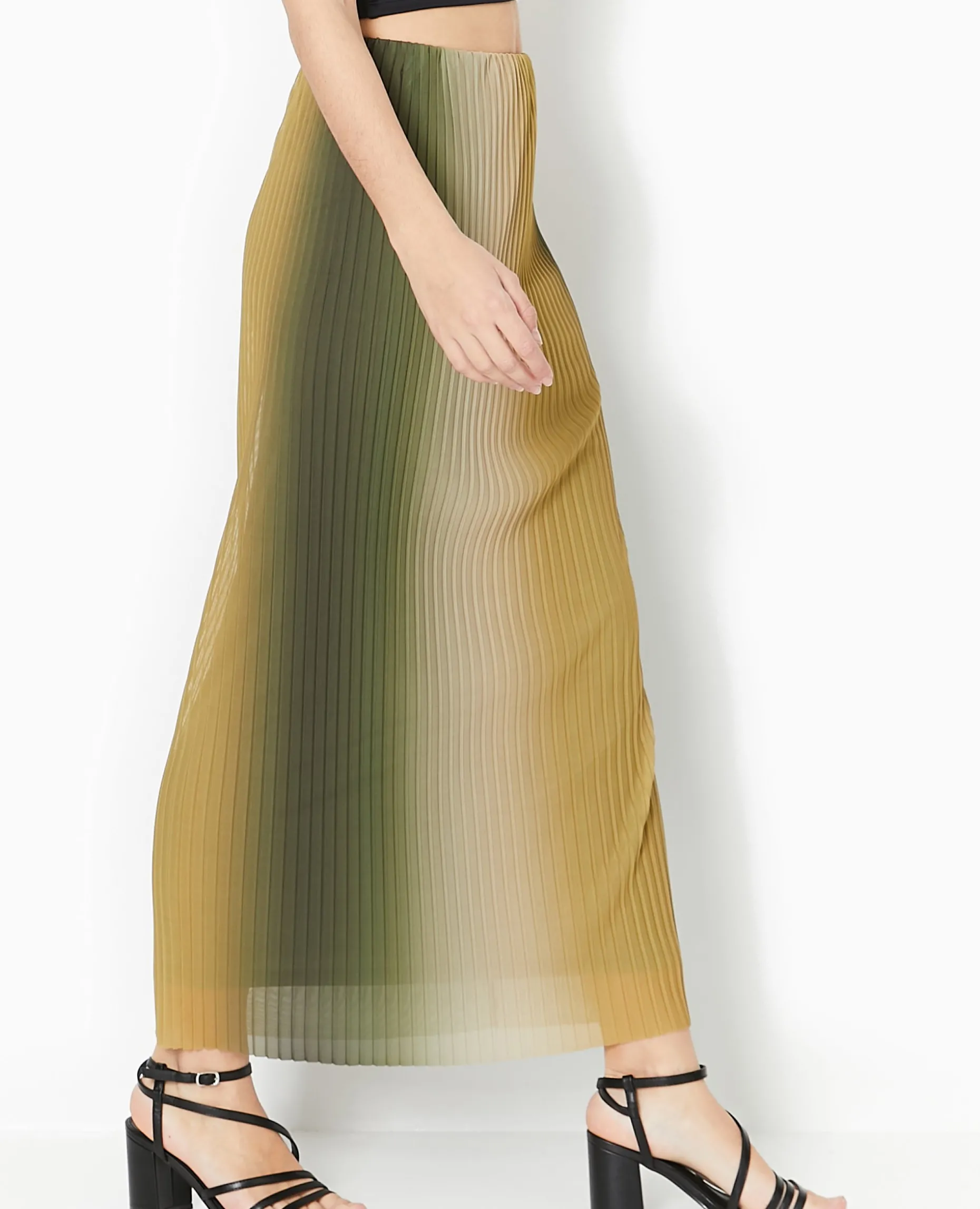 Jupe Longue En Tulle Plissé - Vert Clair