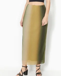 Jupe Longue En Tulle Plissé - Vert Clair