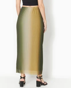 Jupe Longue En Tulle Plissé - Vert Clair
