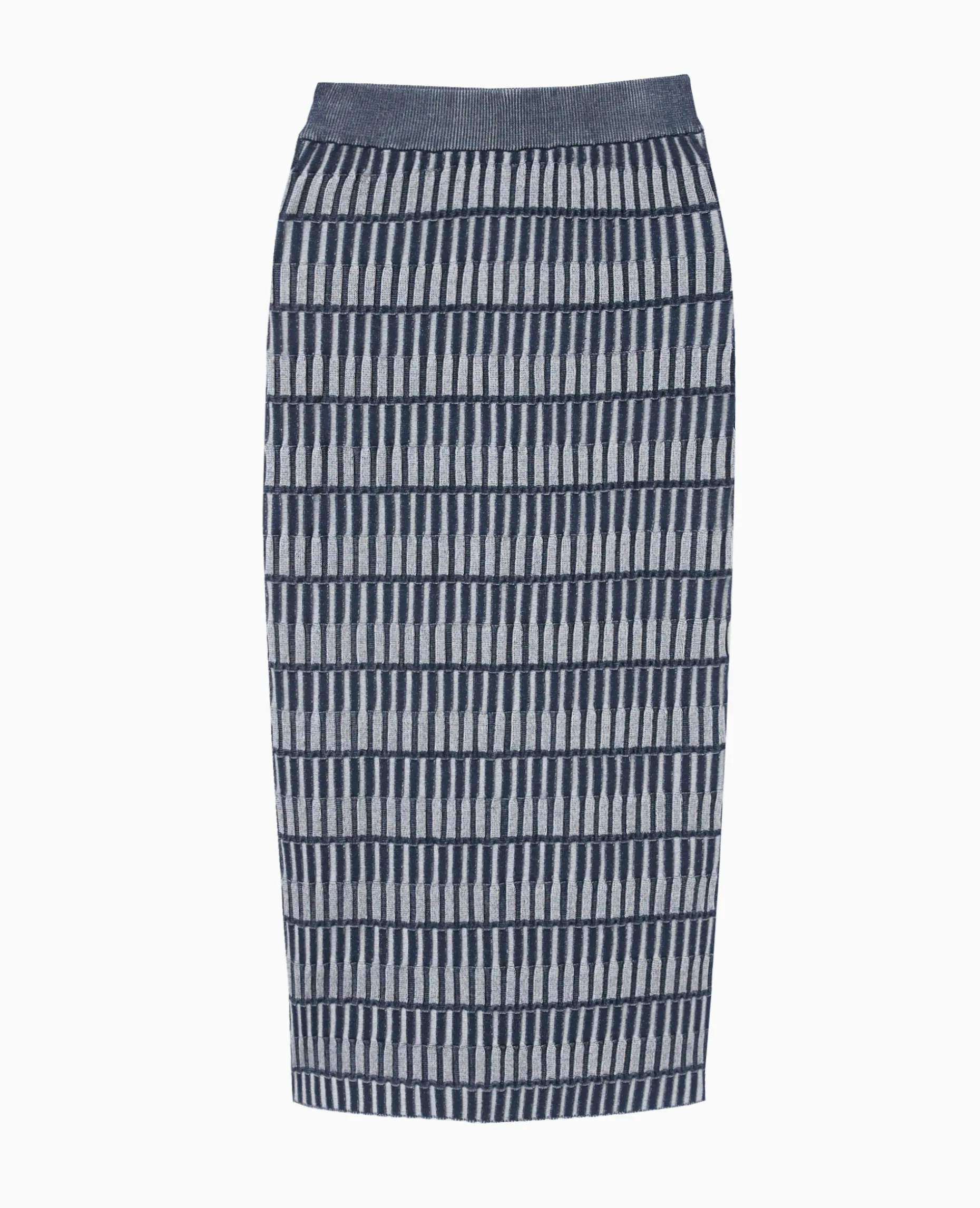 Jupe Longue Tube En Maille Fantaisie - Bleu