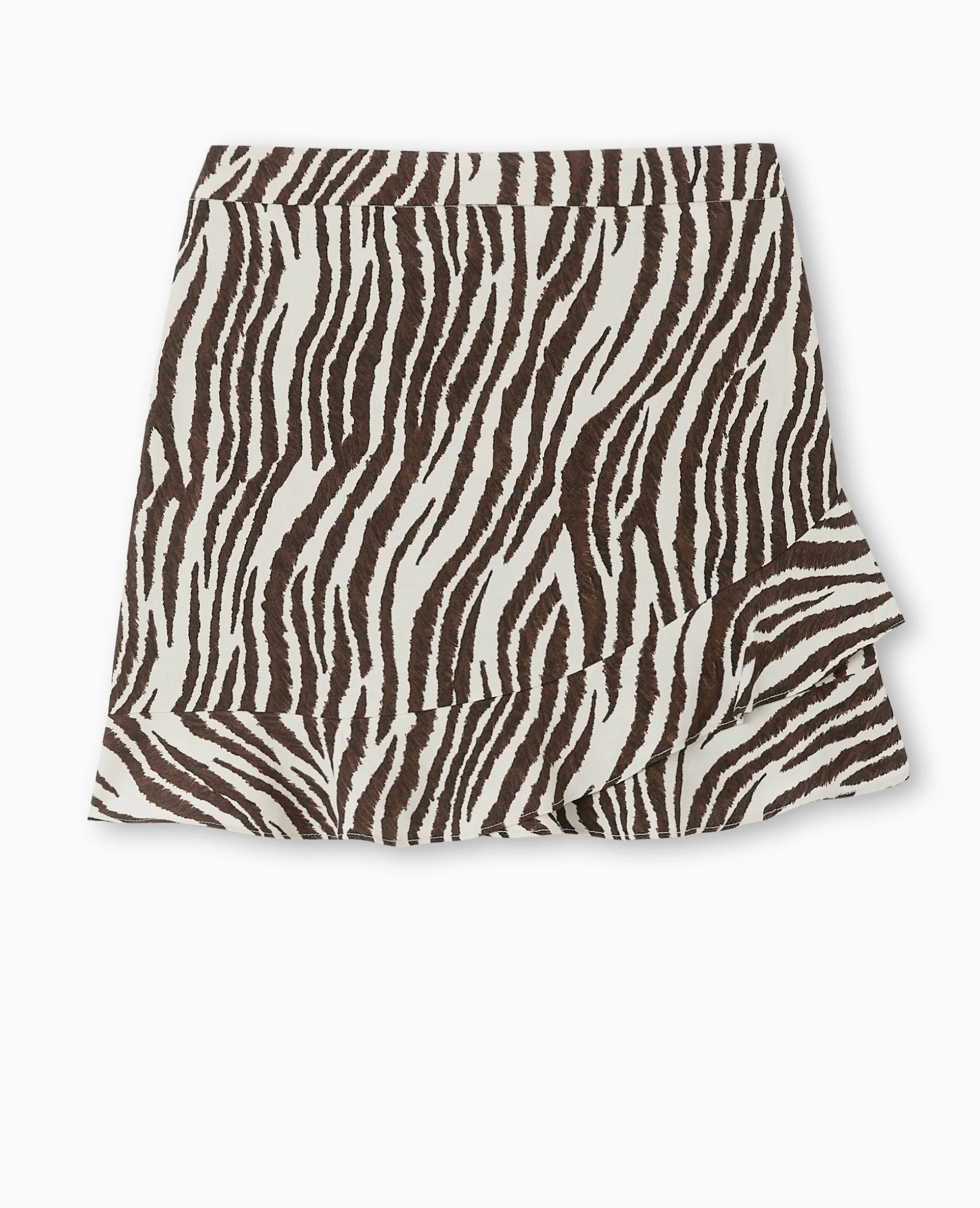 Jupe Volantée En Tissu Fluide Motif Zè;bre - Marron