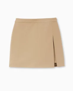 Jupe-short Avec Grande Fente - Camel