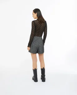 Jupe-short En Tweed Avec Poche - Noir