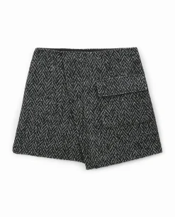 Jupe-short En Tweed Avec Poche - Noir