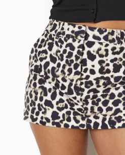Jupe-short Mini Motif Léopard - Noir