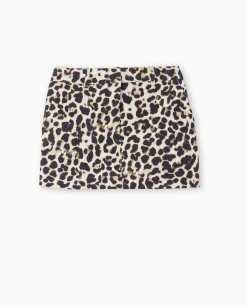 Jupe-short Mini Motif Léopard - Noir