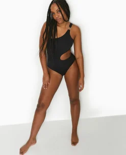 Maillot De Bain 1 Piè;ce Asymétrique Avec Cut Out - Noir