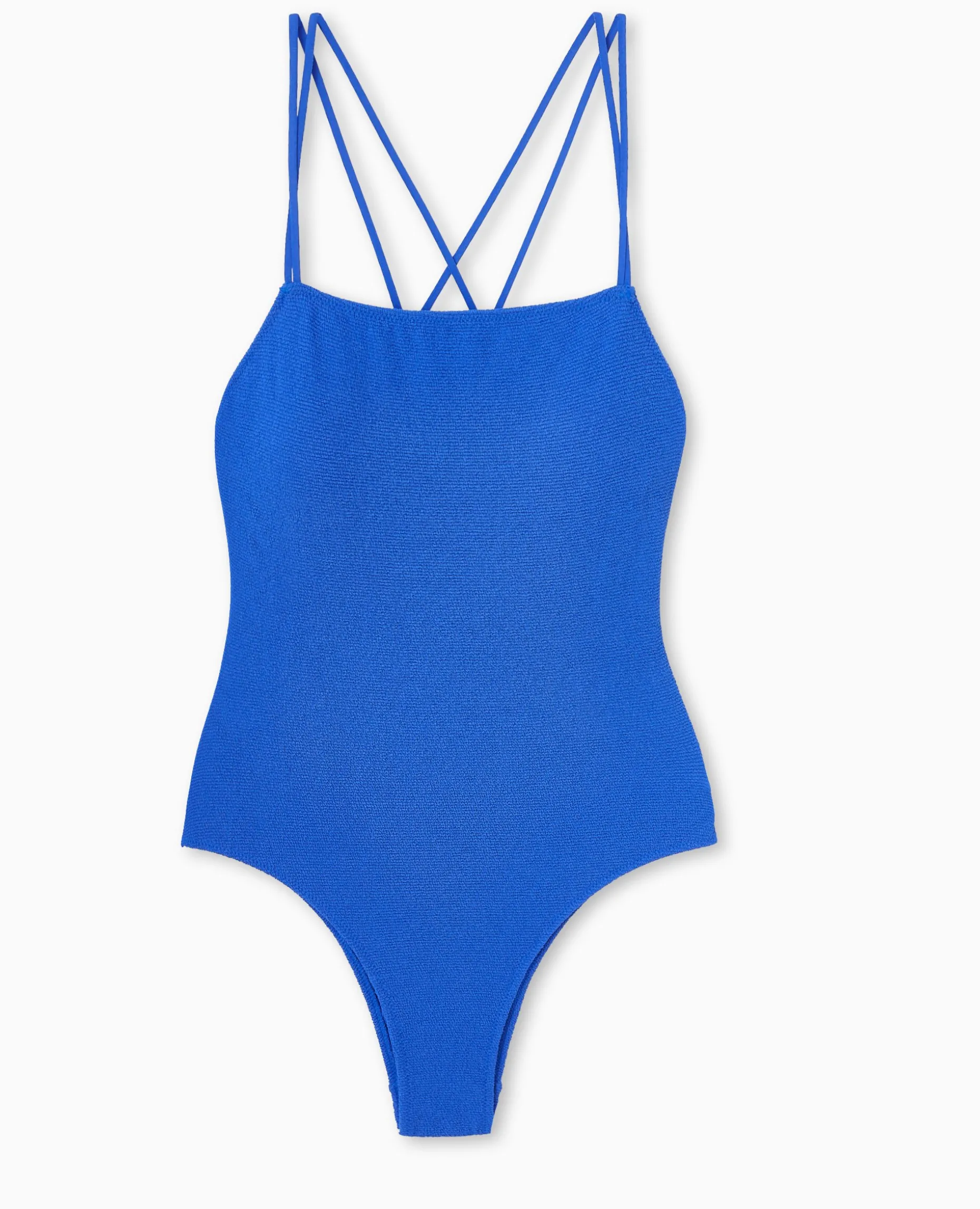 Maillot De Bain 1 Piè;ce En Maille Reliéfée - Bleu électrique