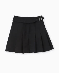 Mini Jupe Plissée Avec Ceinture - Noir