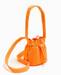 Mini Sac Seau En Tissu Plissé - Orange