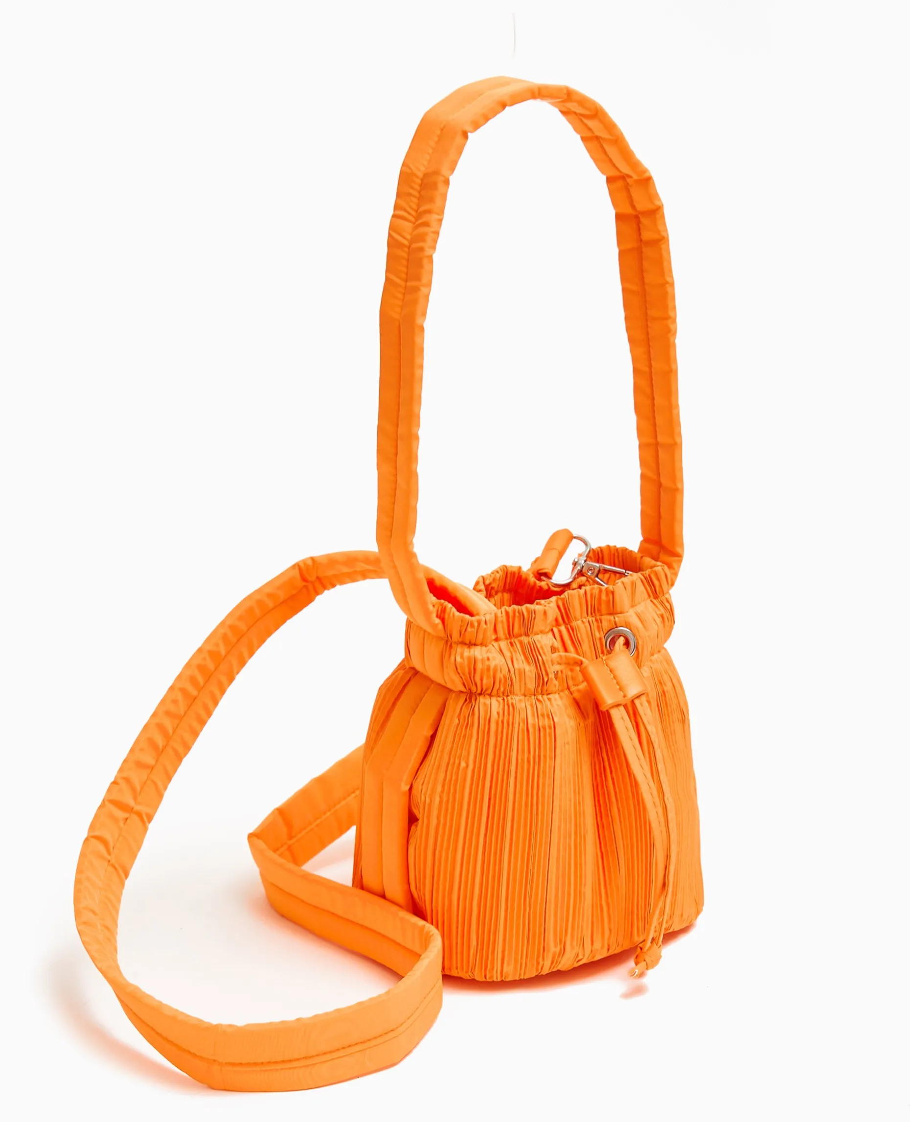 Mini Sac Seau En Tissu Plissé - Orange