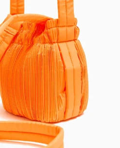 Mini Sac Seau En Tissu Plissé - Orange