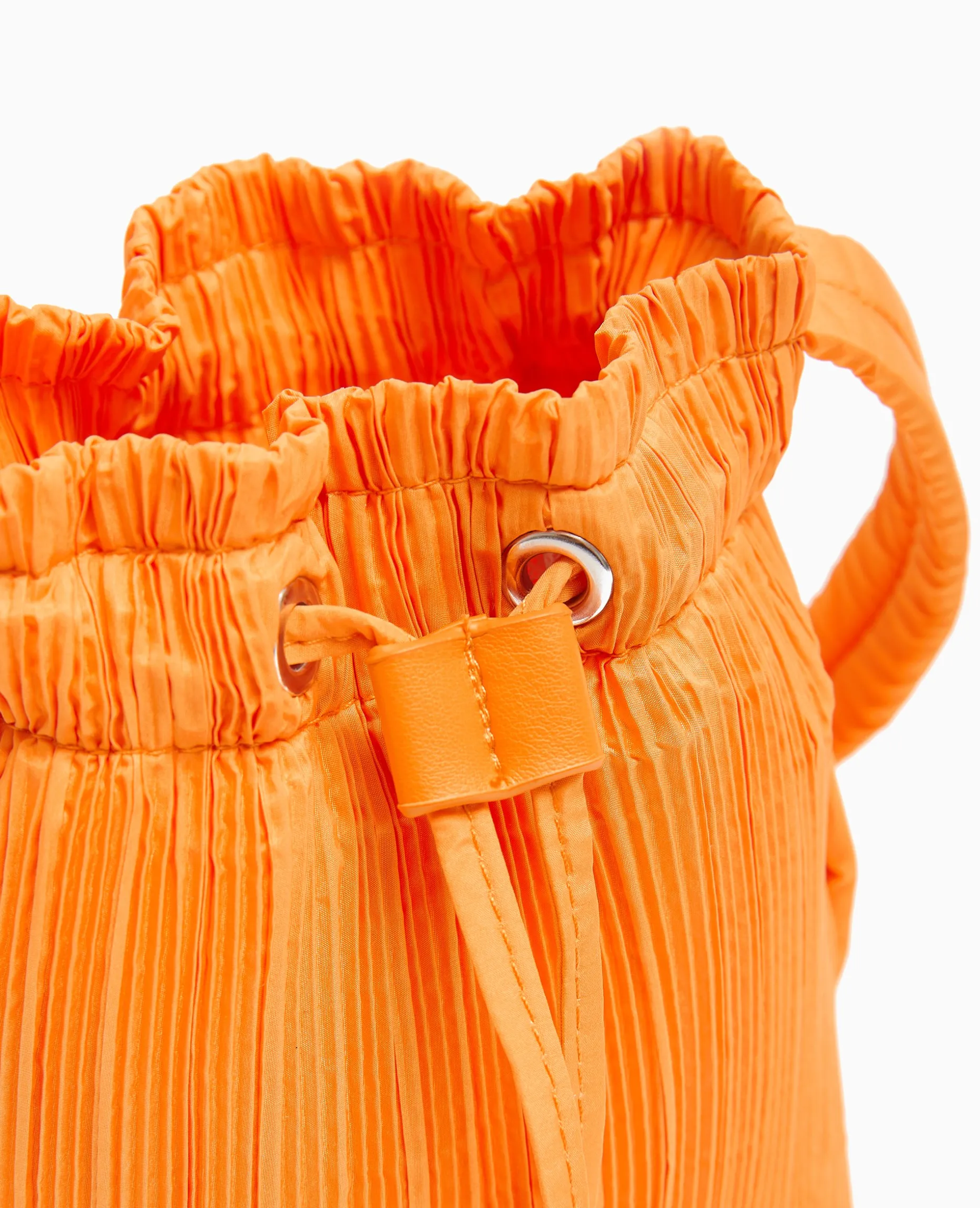 Mini Sac Seau En Tissu Plissé - Orange