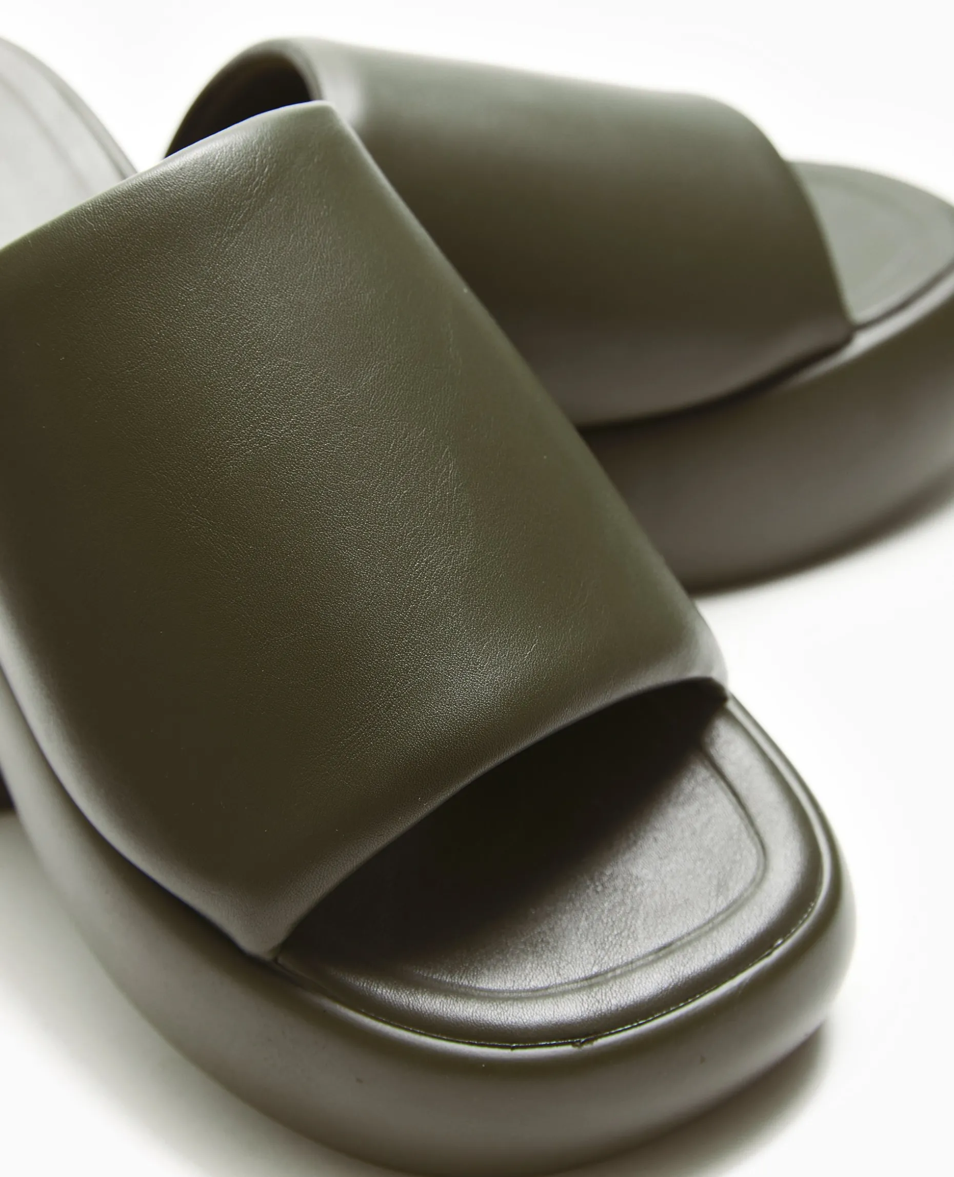 Mules Compensées - Vert Kaki