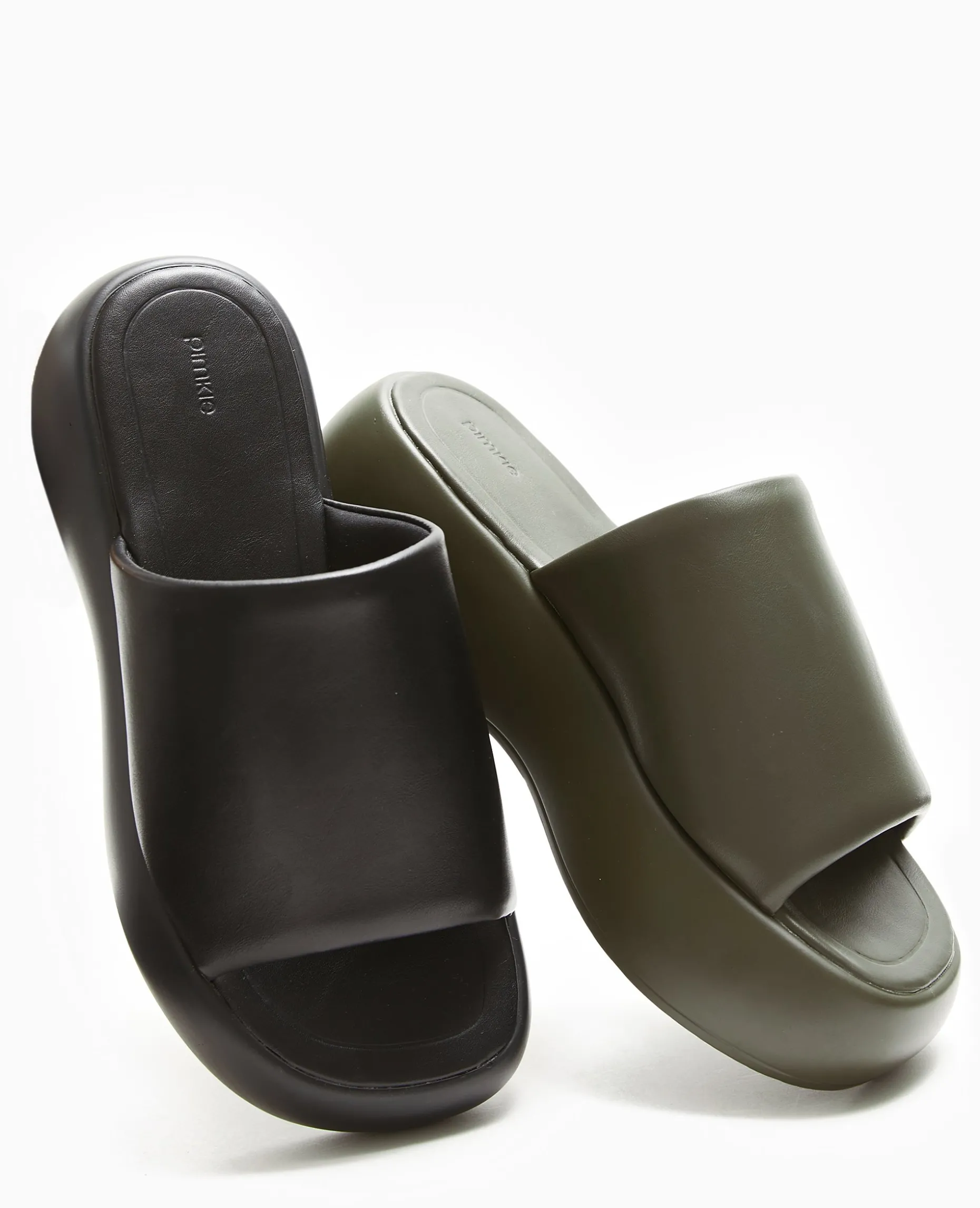 Mules Compensées - Vert Kaki