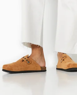 Mules Fermées Esprit Sabot En Suédine - Camel