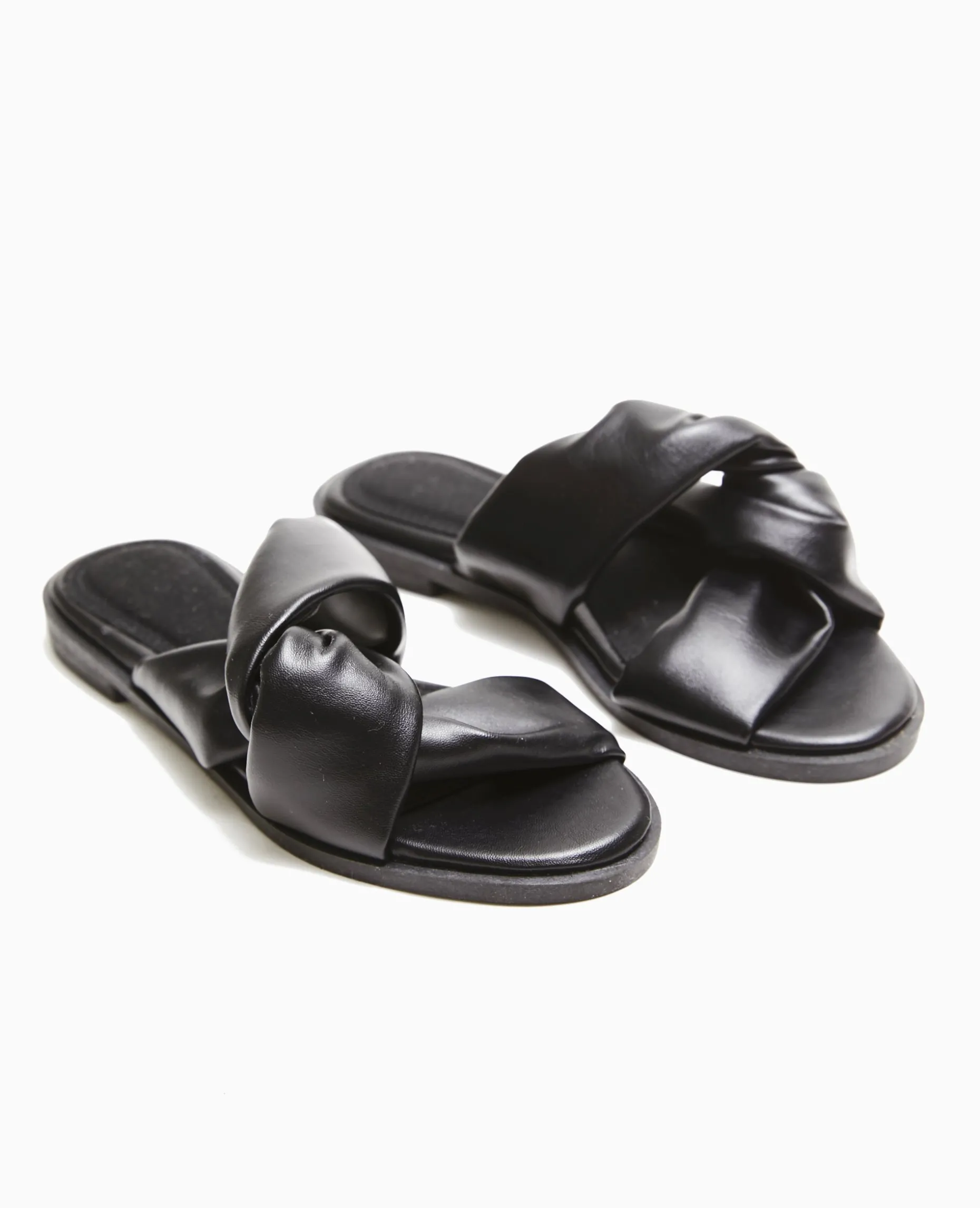 Mules Plates Avec Brides Entremêlées - Noir