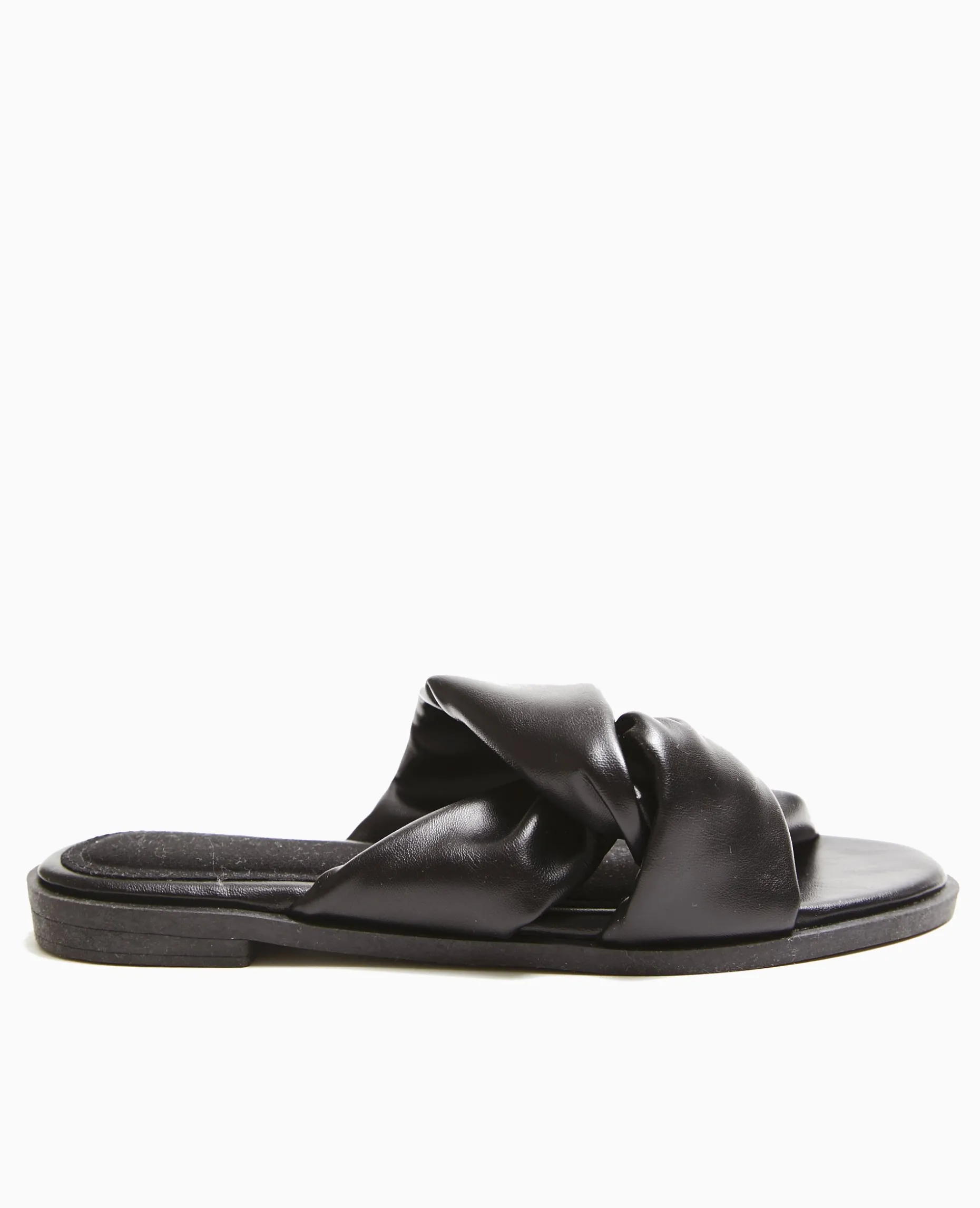 Mules Plates Avec Brides Entremêlées - Noir