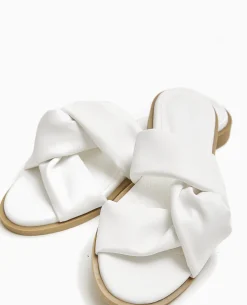 Mules Plates Avec Brides Entremêlées - Blanc