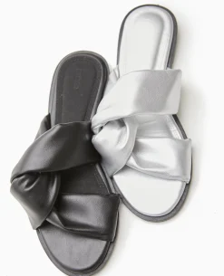 Mules Plates Avec Brides Entremêlées - Argenté