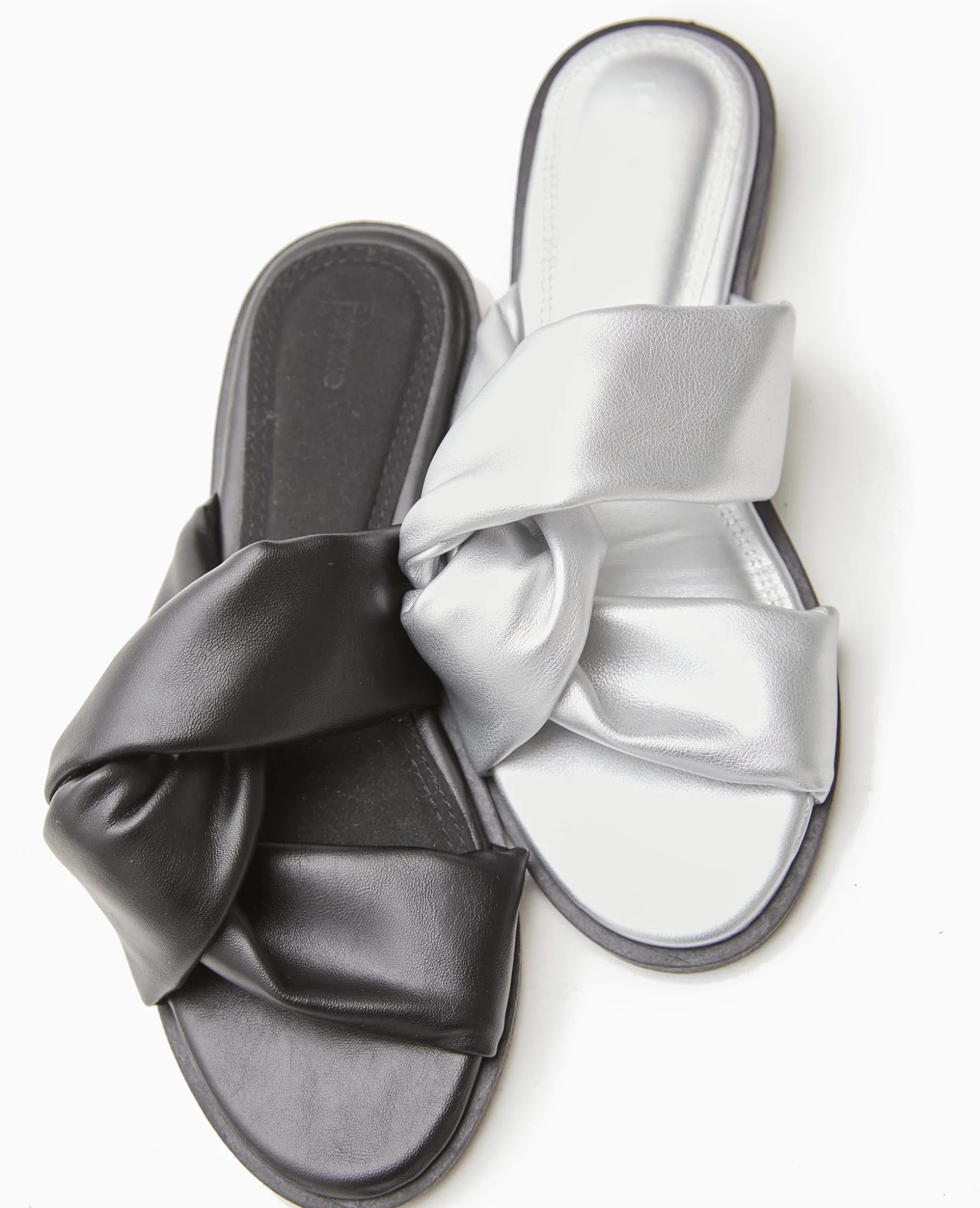 Mules Plates Avec Brides Entremêlées - Argenté