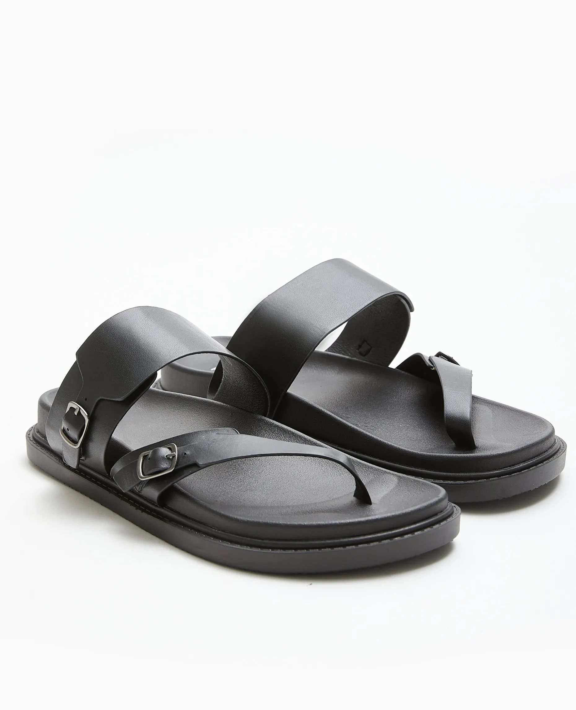 Mules Plates Avec Brides - Noir