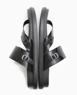 Mules Plates Avec Brides - Noir