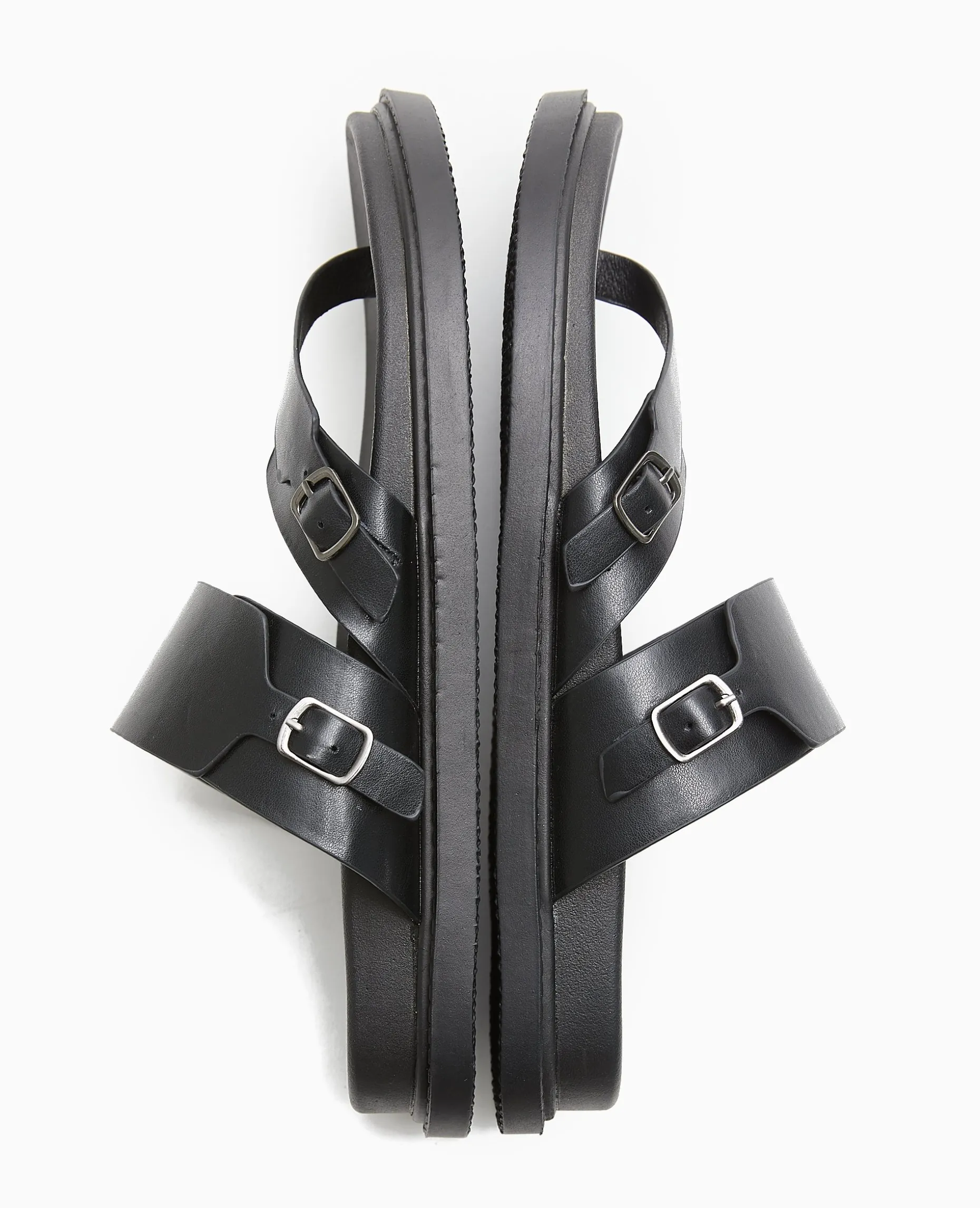 Mules Plates Avec Brides - Noir