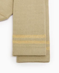 Paire De Chaussettes Avec Bandes Lurex - Vert Kaki