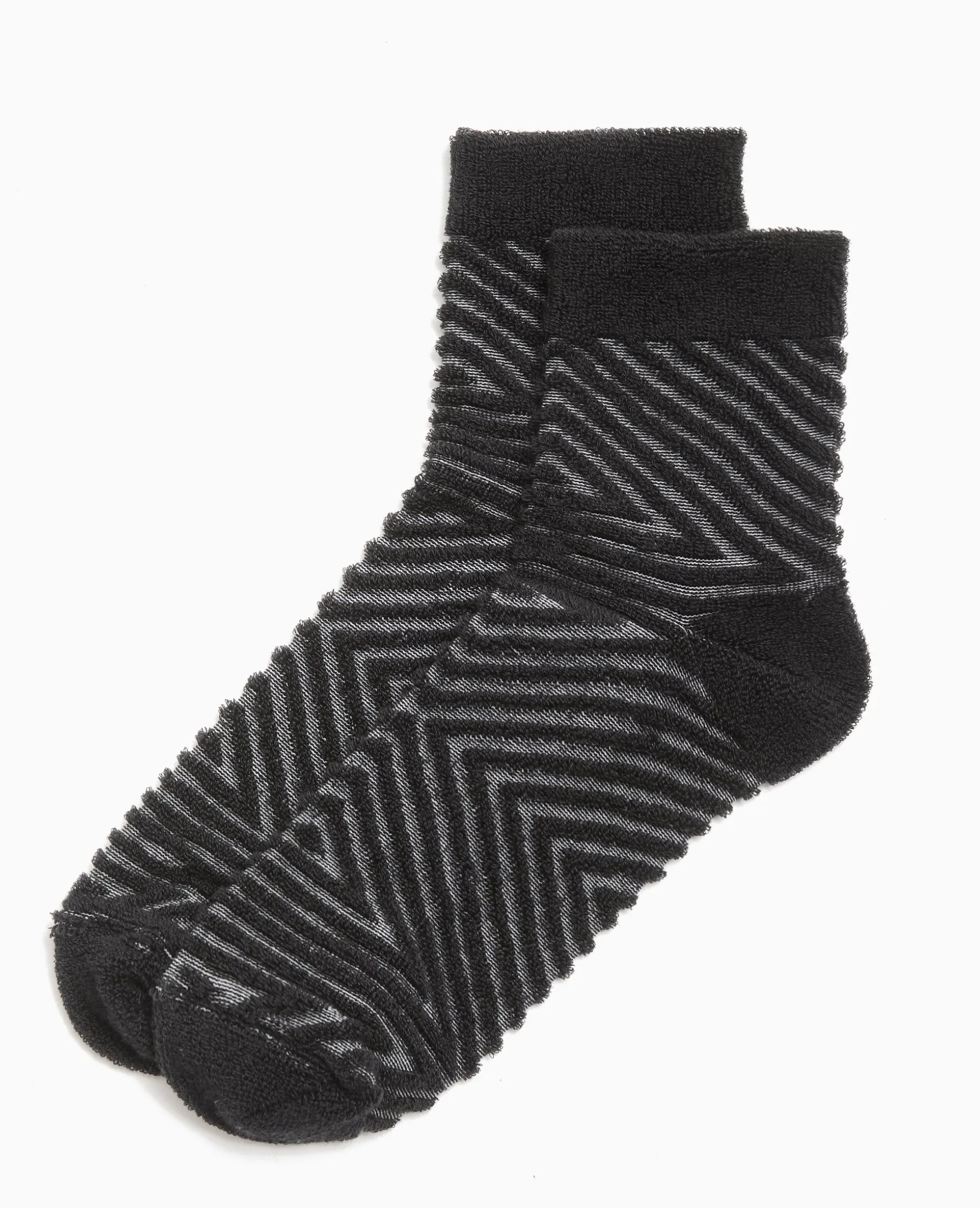 Paire De Chaussettes Avec Rayures Maille Bouclette - Noir