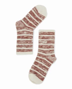Paire De Chaussettes Bicolores Effet Rayé - Taupe