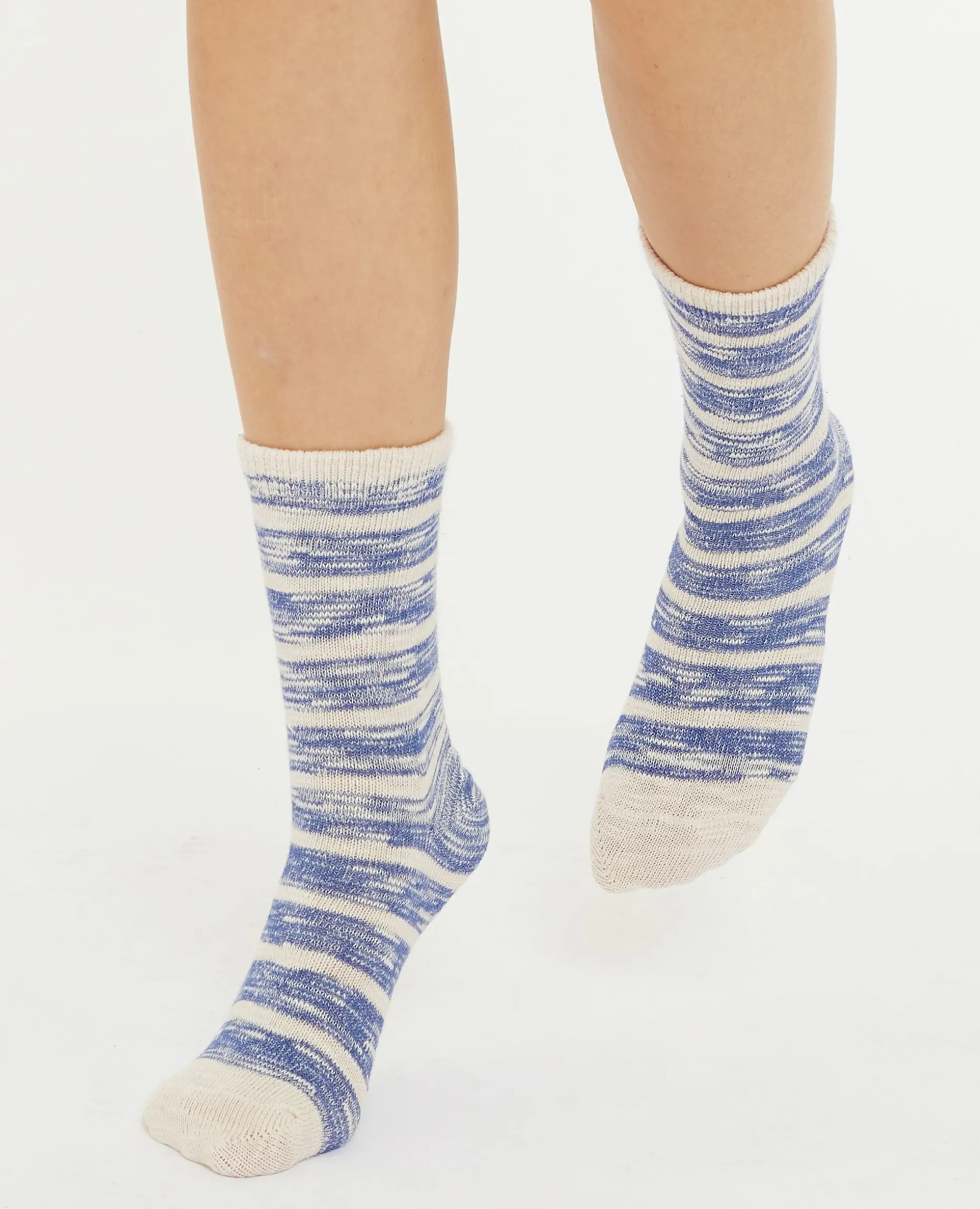 Paire De Chaussettes Bicolores Effet Rayé - Bleu Foncé