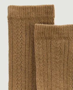 Paire De Chaussettes En Maille Fantaisie Ajourée - Camel