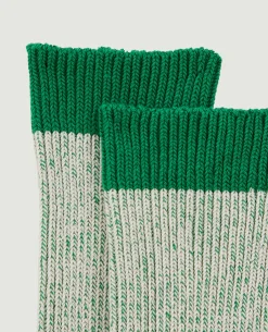 Paire De Chaussettes En Maille Mélangée - Vert émeraude