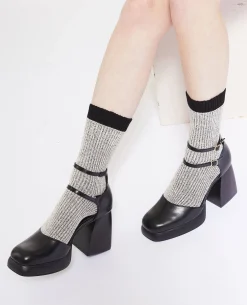 Paire De Chaussettes En Maille Mélangée - Noir