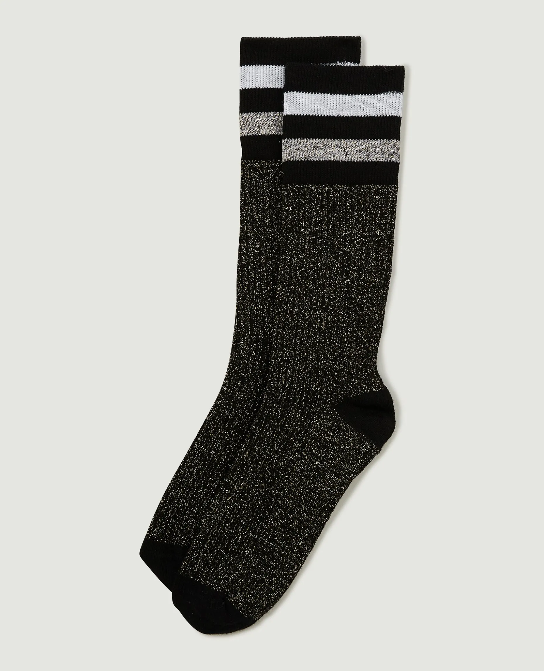 Paire De Chaussettes Hautes Avec Lurex - Noir