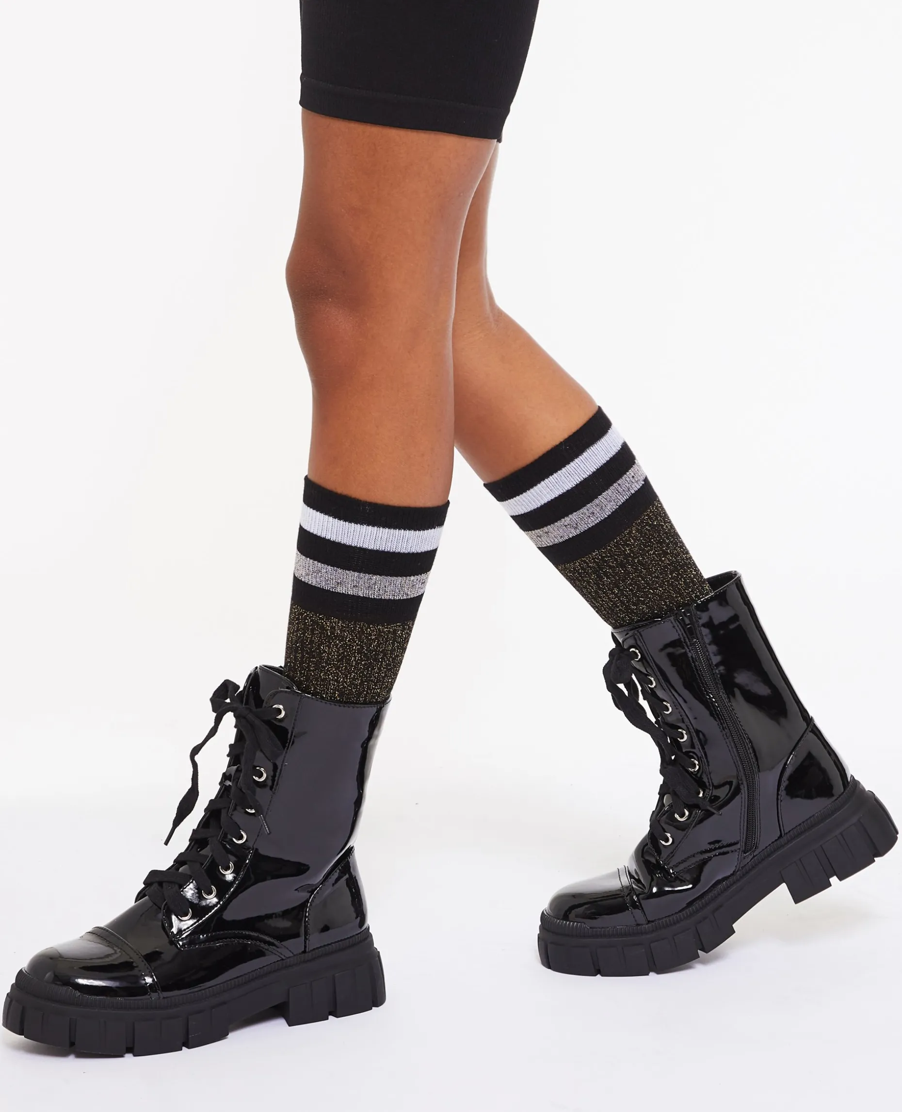 Paire De Chaussettes Hautes Avec Lurex - Noir