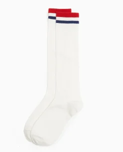 Paire De Chaussettes Hautes Avec Bandes Couleur - Rouge