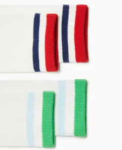 Paire De Chaussettes Hautes Avec Bandes Couleur - Rouge