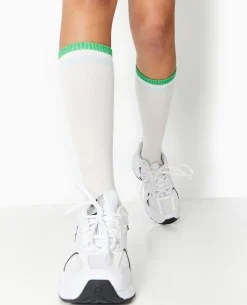 Paire De Chaussettes Hautes Avec Bandes Couleur - Vert
