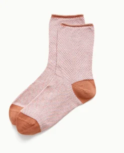Paire De Chaussettes Mini-damiers - Marron