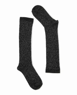 Paires De Chaussettes Hautes Avec Fils Lurex - Noir