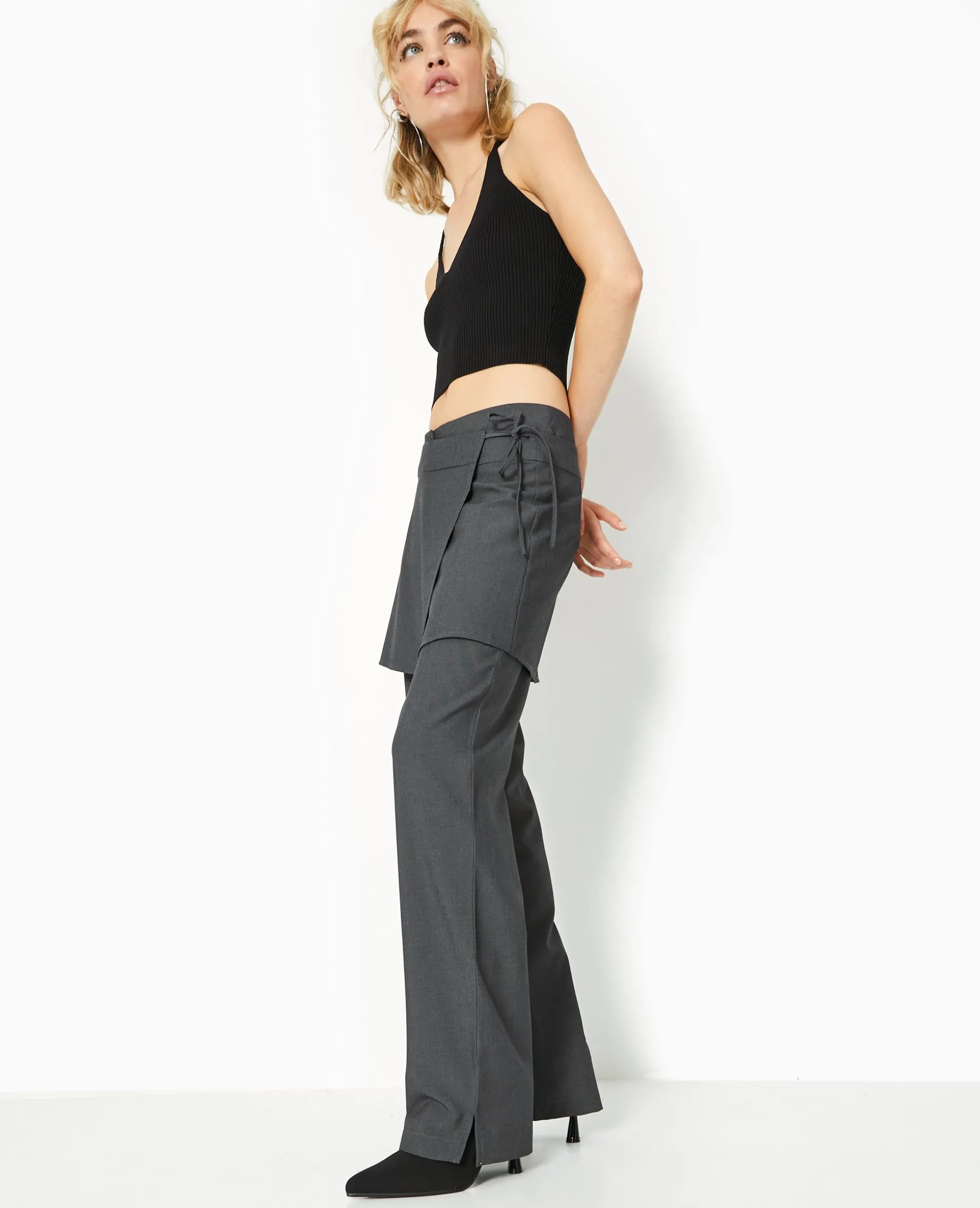 Pantalon 2 En 1 Avec Jupe Amovible - Gris Foncé