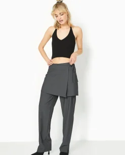 Pantalon 2 En 1 Avec Jupe Amovible - Gris Foncé