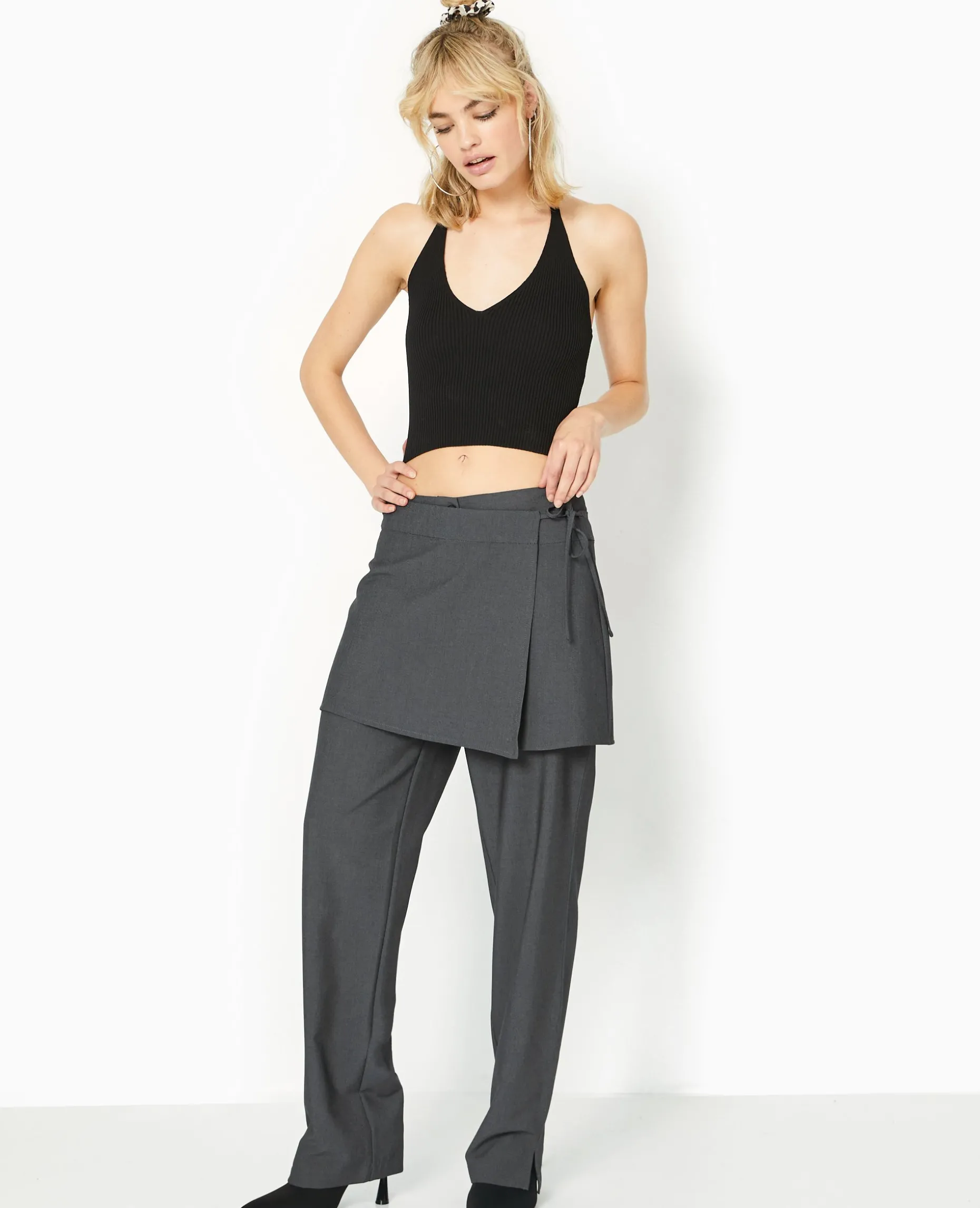 Pantalon 2 En 1 Avec Jupe Amovible - Gris Foncé